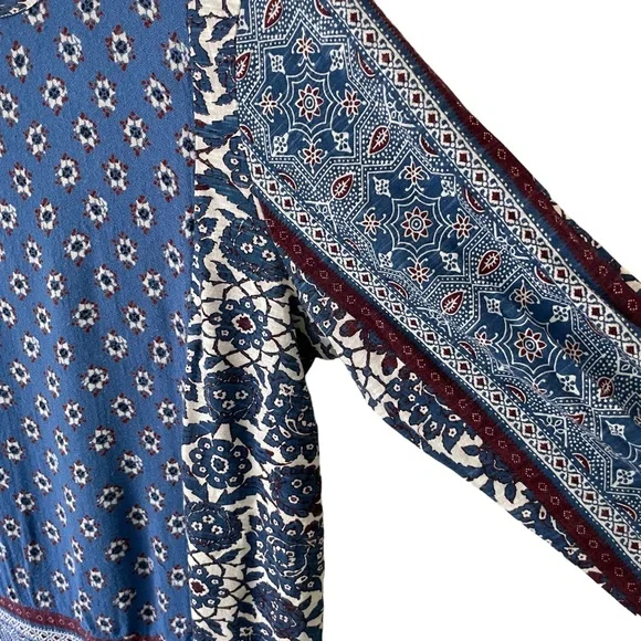 Lucky Brand | Boho Mixed Print 3/4 Sleeve Lightweight Shirt Size L - Picture 3 of 8
